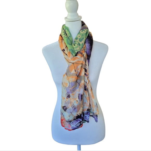 Susan Winget Accessories - Susan Winget Butterfly Lightweight Colorful Scarf Women's Purple Orange